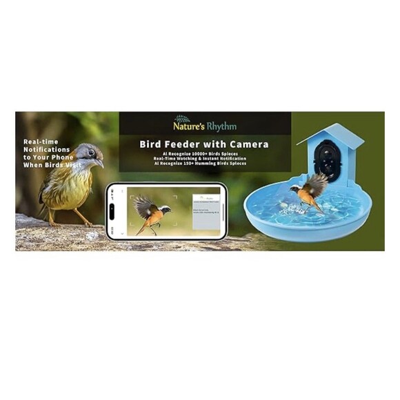 NEW Nature’s Rhythm Smart Bird Bath Feeder Video Recorder AI Bird Identification - Picture 9 of 16